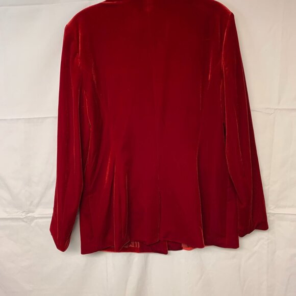 INC womens blazer SZ XL red velvet single breasted vibrant classic quiet luxury - Picture 2 of 9